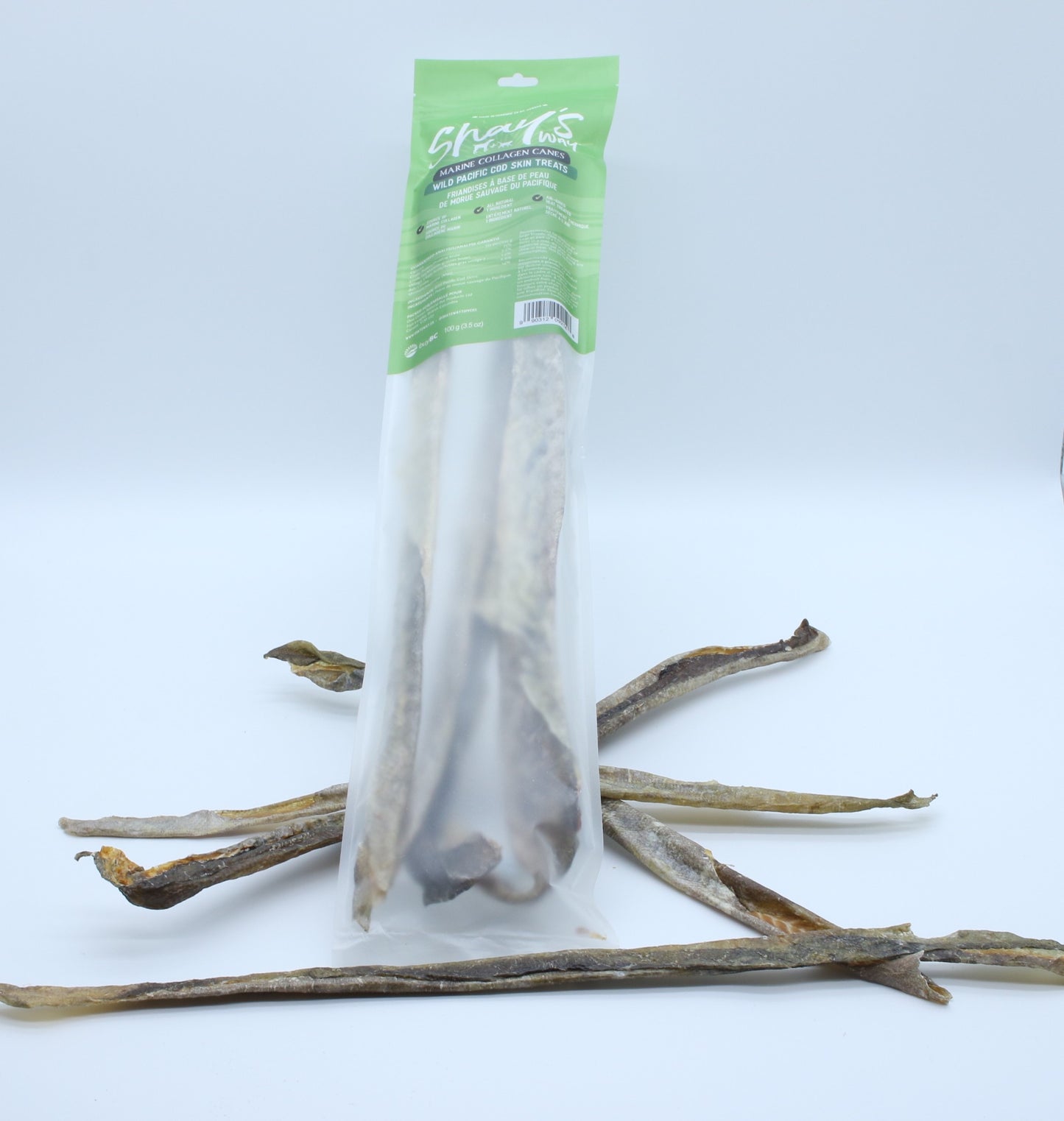 Wild Pacific Cod Marine Collagen Canes for Dogs — Air-Dried, Single Ingredient Treats, 100g | Shay's Way