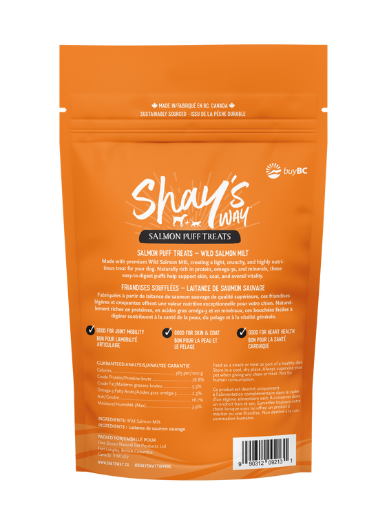 Salmon Milt Puffs — Wild-Caught Single Ingredient Dog & Cat Treats, 85g | Shay's Way
