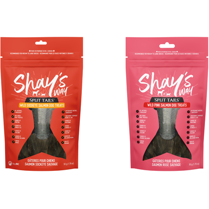 Salmon Split Tails Duo Pack Sockeye and Pink dog treats — Shay's Way