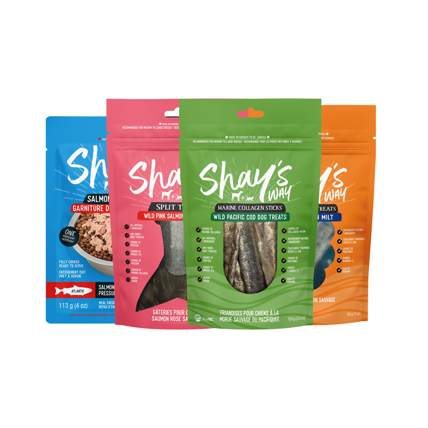 Shay's Way Starter Kit bundle — topper, split tail, collagen sticks, milt puffs