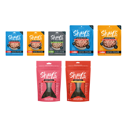 Shay's Way Toppers & Tails Collection — every meal topper plus two 50g split tails
